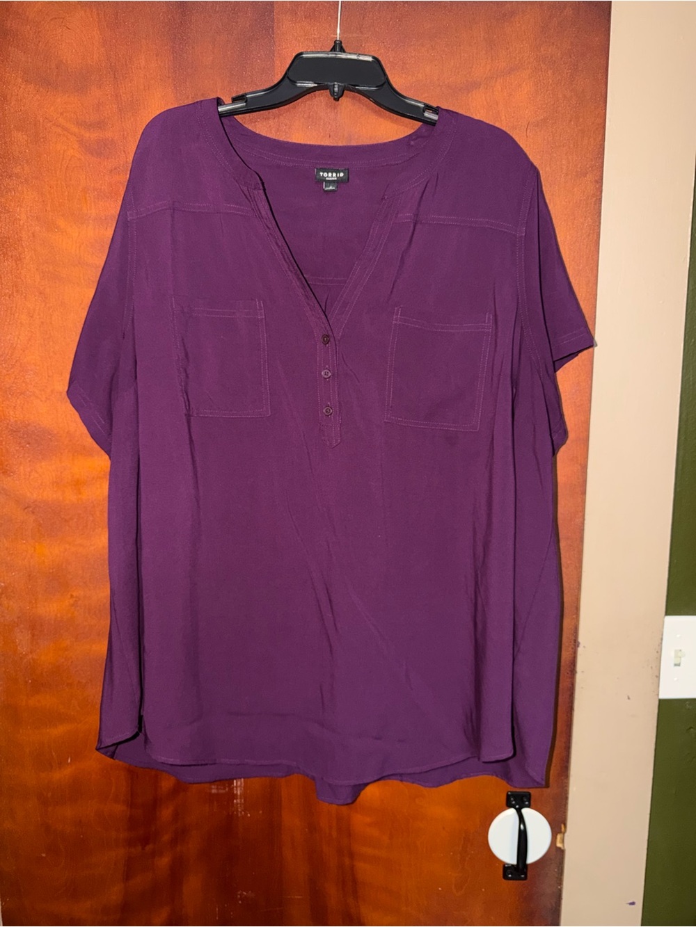torrid Plum Short-Sleeve Henley Blouse